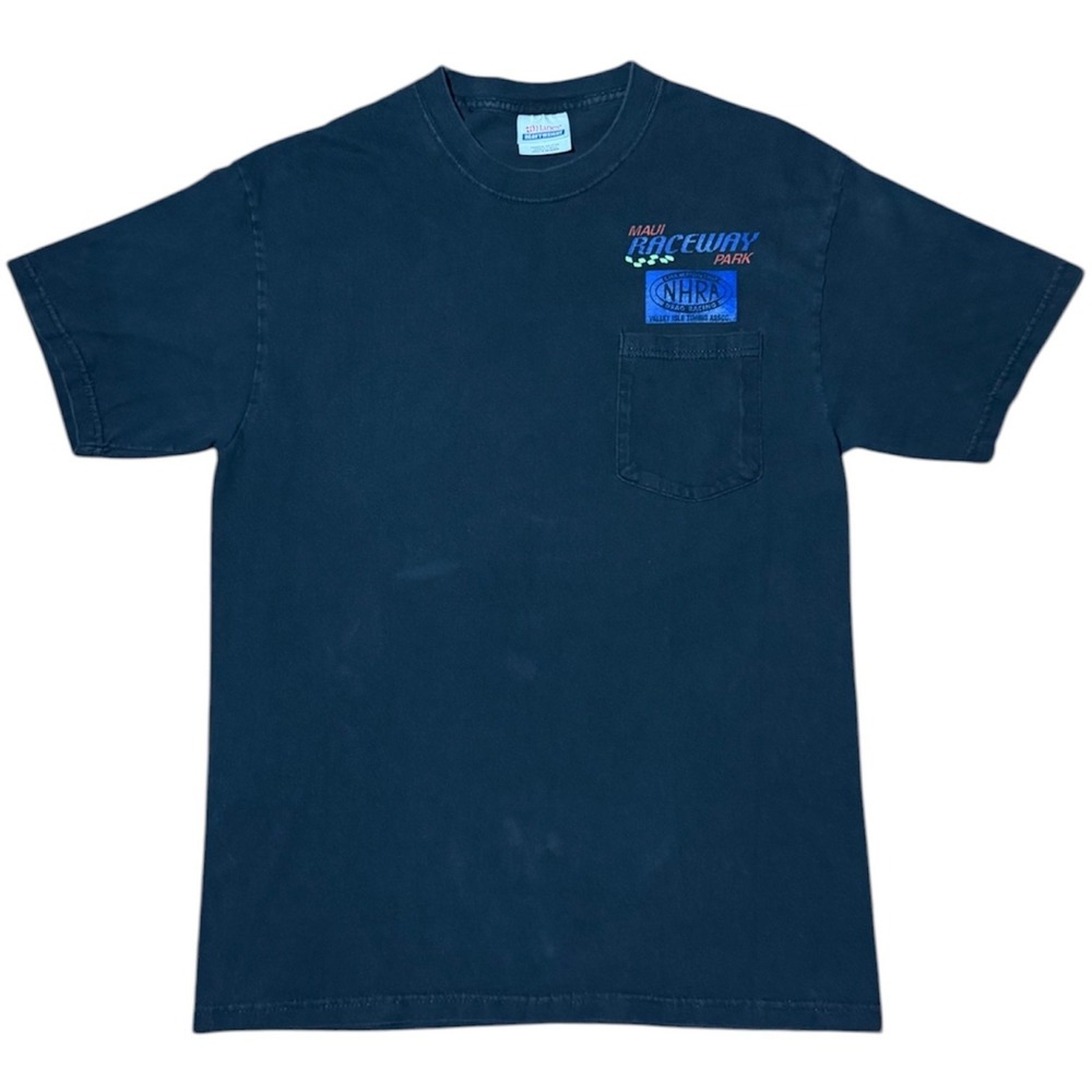 Vintage Y2K Maui Raceway Park NHRA 40th Anniversary Auto Cars Pocket T-Shirt